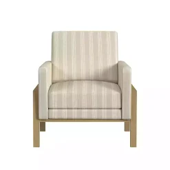 Discount Kirklands Home Tan Striped Upholstered Wood Frame Armchair