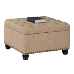 Sale Kirklands Home Upholstered Ava Coffee Table Ottoman Tan
