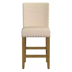 Kirklands Home Upholstered Nailhead Trim Counter Stool Tan