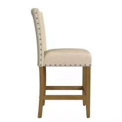 Kirklands Home Upholstered Nailhead Trim Counter Stool Tan
