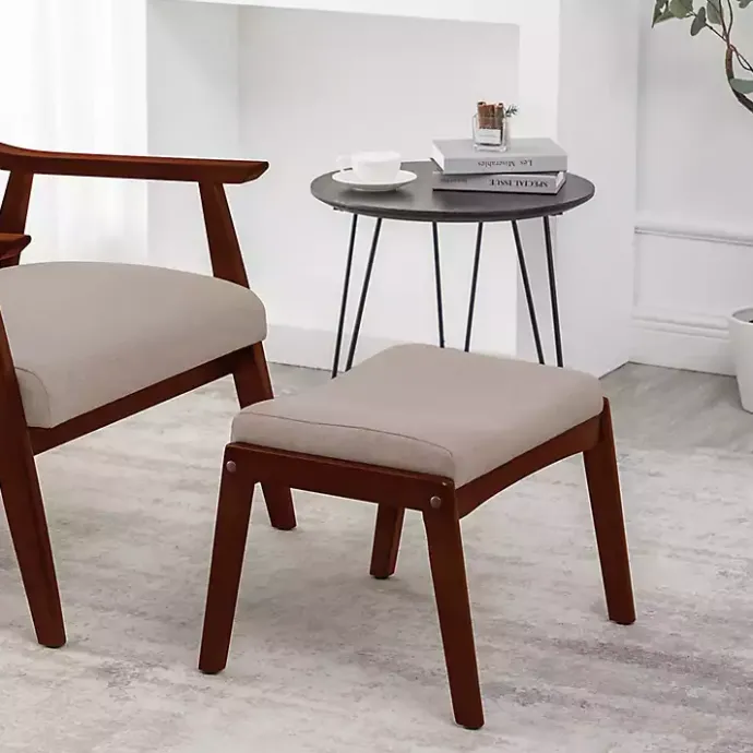 Sale Kirklands Home Upholstered Natasha Ottoman Stool Tan