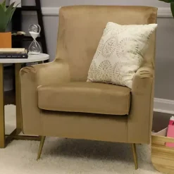 Best Kirklands Home Velvet Lana Accent Chair Tan