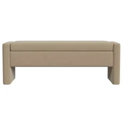 Hot Kirklands Home Velvet Upholstered Modern Storage Bench Tan
