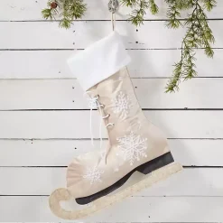 Outlet Kirklands Home Winter Skate Stocking Tan