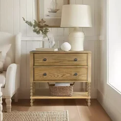Sale Kirklands Home Wood Turned Legs 2-Drawer Chest Tan