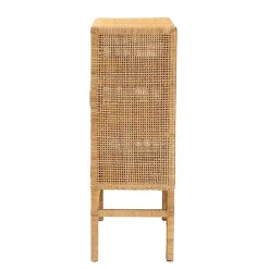 Outlet Kirklands Home Woven Rat and Wood Cabinet Tan