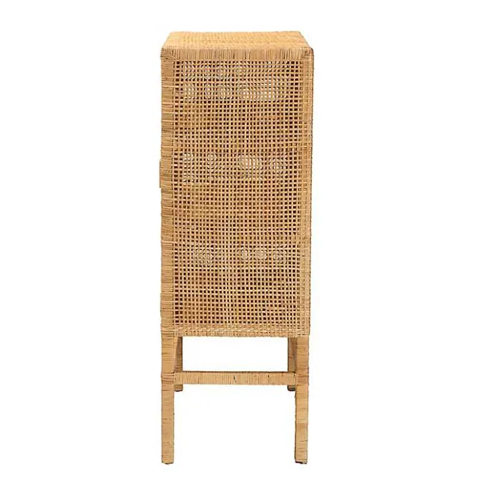 Outlet Kirklands Home Woven Rat and Wood Cabinet Tan