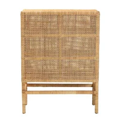 Outlet Kirklands Home Woven Rat and Wood Cabinet Tan