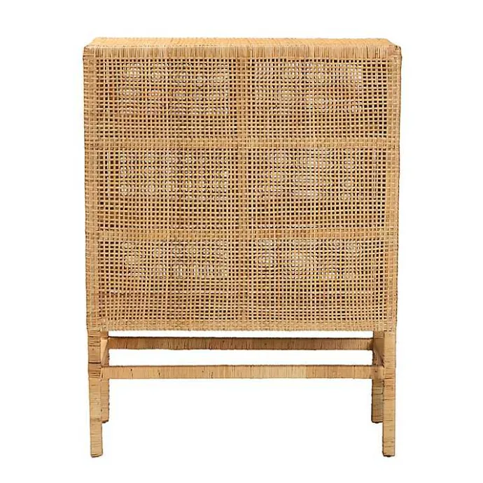 Outlet Kirklands Home Woven Rat and Wood Cabinet Tan