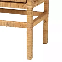Outlet Kirklands Home Woven Rat and Wood Cabinet Tan