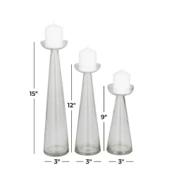 Clearance Kirklands Home Tapered Glass Pillar Candle Holders, Set of 3 Clear