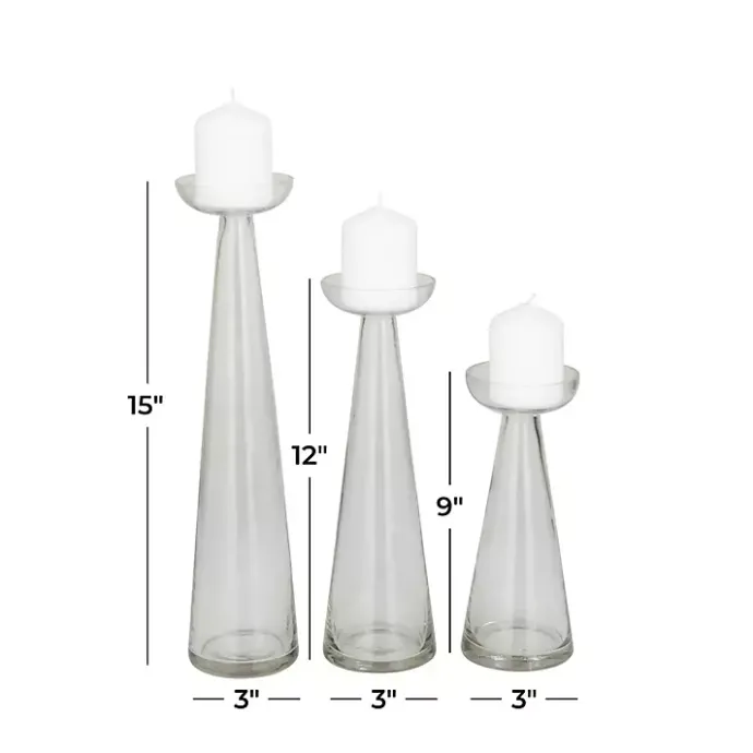 Clearance Kirklands Home Tapered Glass Pillar Candle Holders, Set of 3 Clear