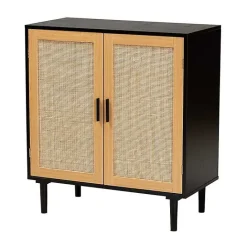 Outlet Kirklands Home Tara Two-Tone Espresso Rattan Cabinet