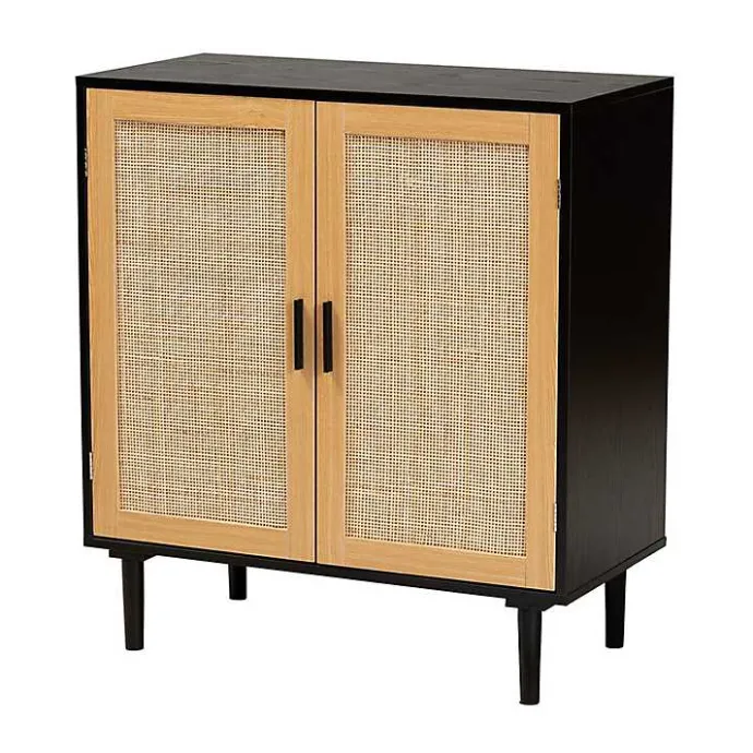Outlet Kirklands Home Tara Two-Tone Espresso Rattan Cabinet