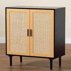 Outlet Kirklands Home Tara Two-Tone Espresso Rattan Cabinet