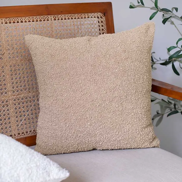 Hot Kirklands Home Taupe Boucle Handwoven Pillow Tan