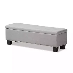 Online Kirklands Home Taupe Button-Tufted Upholstered Storage Bench Tan