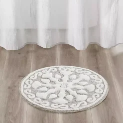 Outlet Kirklands Home Taupe Cotton Tufted Medallion Bath Mat, 25 in. Tan