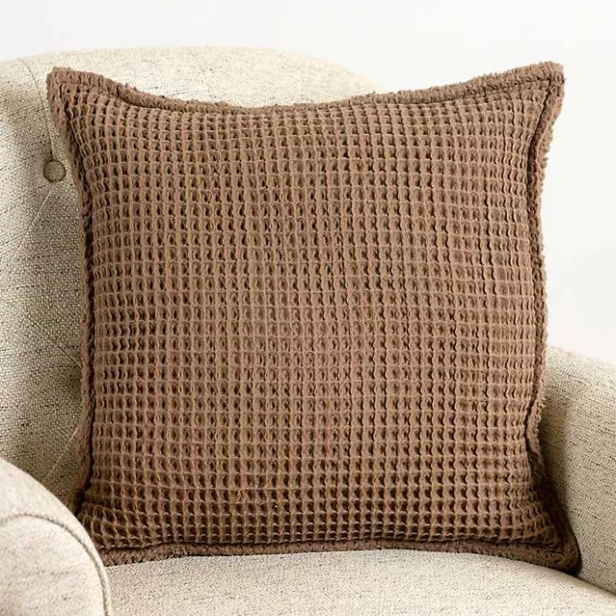 Hot Kirklands Home Taupe Cozy Waffle Pillow Brown