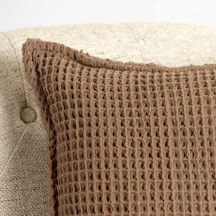 Hot Kirklands Home Taupe Cozy Waffle Pillow Brown