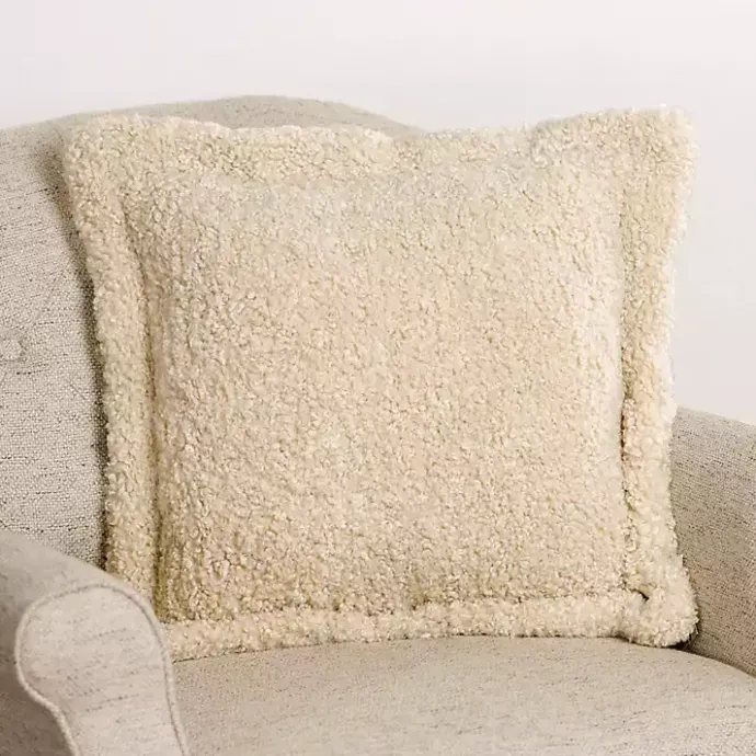 Hot Kirklands Home Taupe Curly Faux Lamb Fur Pillow Tan