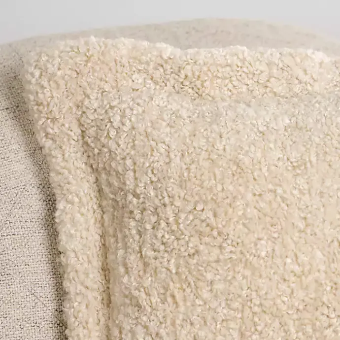 Hot Kirklands Home Taupe Curly Faux Lamb Fur Pillow Tan