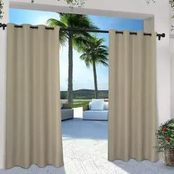 Sale Kirklands Home Taupe Eliza Outdoor Curtain Panel Set, 96 in. Tan