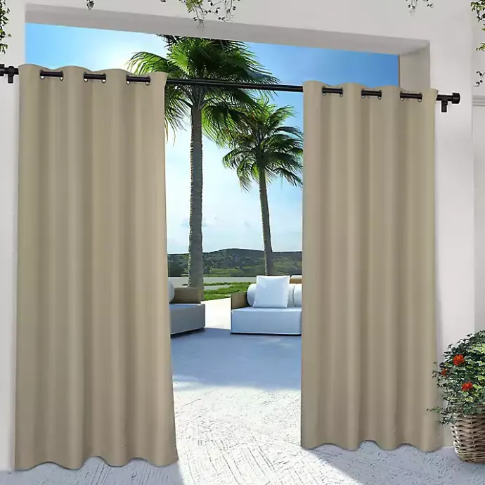Sale Kirklands Home Taupe Eliza Outdoor Curtain Panel Set, 96 in. Tan