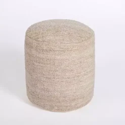 Outlet Kirklands Home Taupe Handwoven Textured Boucle Pouf Tan
