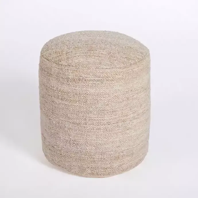 Outlet Kirklands Home Taupe Handwoven Textured Boucle Pouf Tan