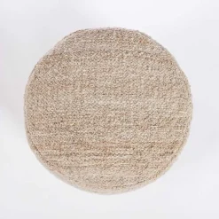 Outlet Kirklands Home Taupe Handwoven Textured Boucle Pouf Tan