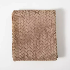 Best Kirklands Home Taupe Heavenly Herringbone Plush Throw Brown