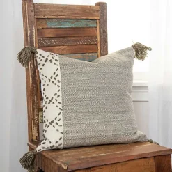 Hot Kirklands Home Taupe Kantha Stitch Recycled Throw Pillow Brown