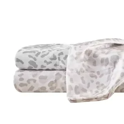 Best Kirklands Home Taupe Leopard Print Satin 4-pc. Full Sheet Set