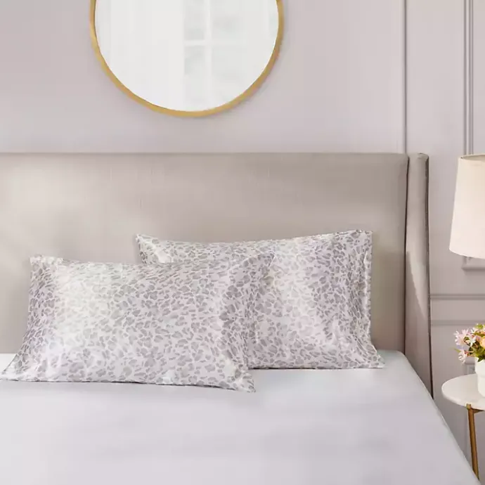 Sale Kirklands Home Taupe Leopard Satin King 2-pc. Pillow Case Set