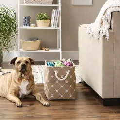 Kirklands Home Taupe Paw Trellis Recgle Basket, 16 in. Tan