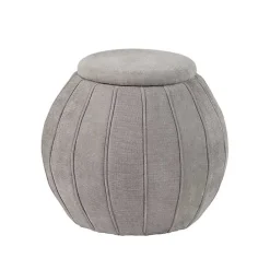 New Kirklands Home Taupe Rounded Oval Storage Ottoman Gray