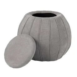 New Kirklands Home Taupe Rounded Oval Storage Ottoman Gray