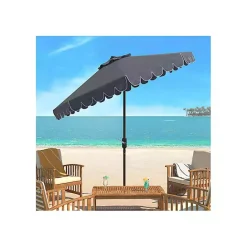 Clearance Kirklands Home Taupe Scallop Tilt Crank 9 ft. Outdoor Umbrella Gray
