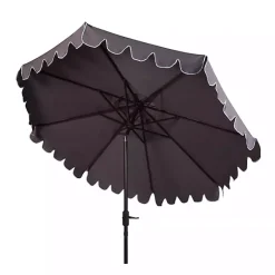 Clearance Kirklands Home Taupe Scallop Tilt Crank 9 ft. Outdoor Umbrella Gray