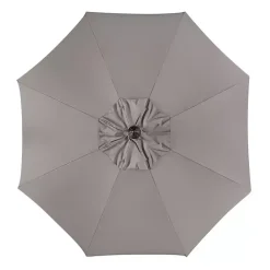 Clearance Kirklands Home Taupe Scallop Tilt Crank 9 ft. Outdoor Umbrella Gray