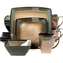 Outlet Kirklands Home Taupe Tess Square 16-pc. Dinnerware Set