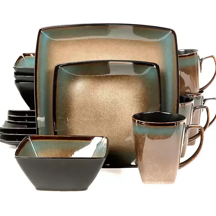 Outlet Kirklands Home Taupe Tess Square 16-pc. Dinnerware Set