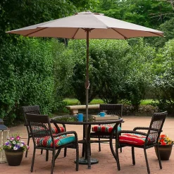 Discount Kirklands Home Taupe Tilt Hand Crank Outdoor Umbrella