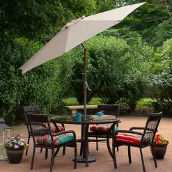 Discount Kirklands Home Taupe Tilt Hand Crank Outdoor Umbrella