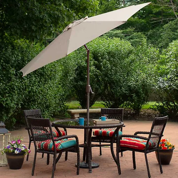 Discount Kirklands Home Taupe Tilt Hand Crank Outdoor Umbrella