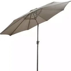 Discount Kirklands Home Taupe Tilt Hand Crank Outdoor Umbrella