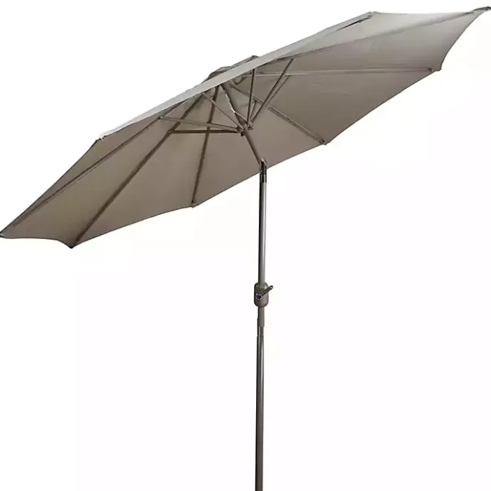 Discount Kirklands Home Taupe Tilt Hand Crank Outdoor Umbrella
