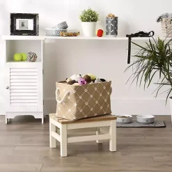 Discount Kirklands Home Taupe Trellis Paw Print Storage Basket, 14 in. Tan