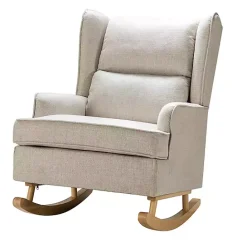Clearance Kirklands Home Taupe Upholstered Natural Base Wingback Rocker Tan